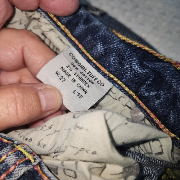 COWGIRL TUFF EUC WOMENS SZ 27 X 33 S109 DENIM BLUE JEANS PANTS - Picture 6 of 10